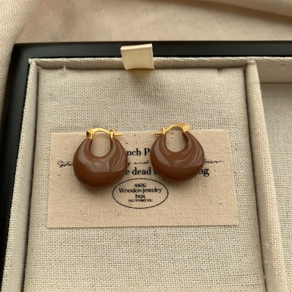 Minimalist Geometric Ring Earrings, Ear Buckles, Retro Colors, Light Luxury Fashion, Personalized Simplicity, High-End Niche Autumn