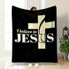 I Believe In Jesus Cross Blanket Printed Blanket for Living Room Bed Couch Lunch Break Soft Cozy Blanket for Friend's Festival Gift