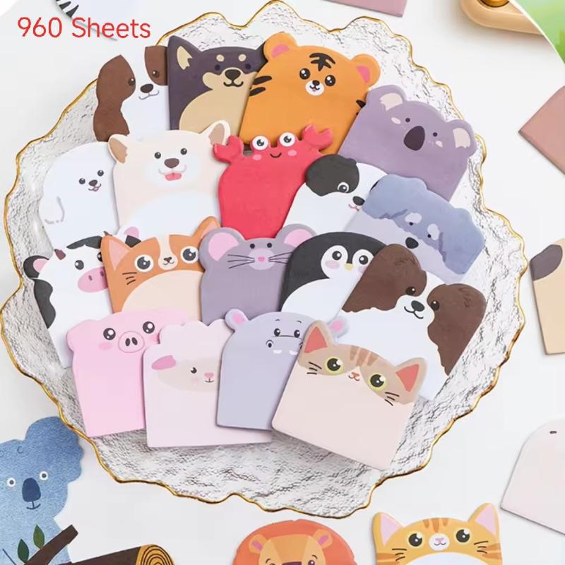 240/960 Sheets Large Capacity Adhesive Animal Shaped Memo Pads Cartoon Cute And Interesting Animal Shaped Sticky Notes