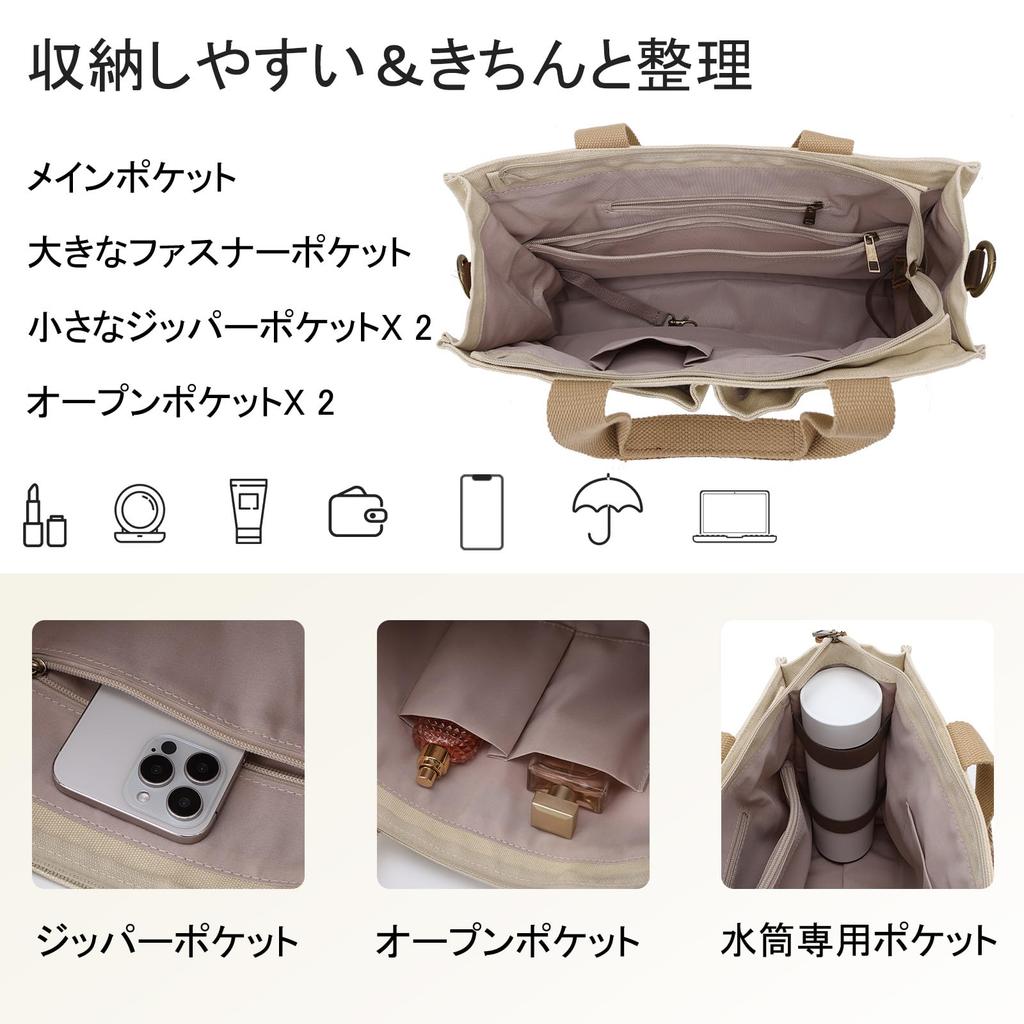 Vaschy Women's Canvas Tote Bag, Large Capacity, Shoulder Bag, Perfect for Commuting, School, Shopping, Lightweight, Solid Color, A4 Size, Crossbody