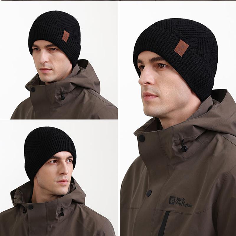 Wool Knitted Hat Men's Autumn Winter Double-Layer Velvet Ear Protection Hat