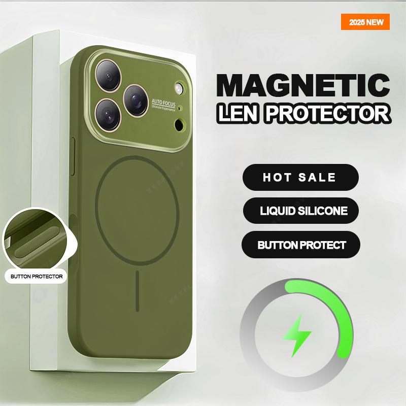 Big Window Magnetic Phone Case for For Iphone 17 Air 16 1 13 14 Pro Max Liquid Silicone Shockproof Protector Cover