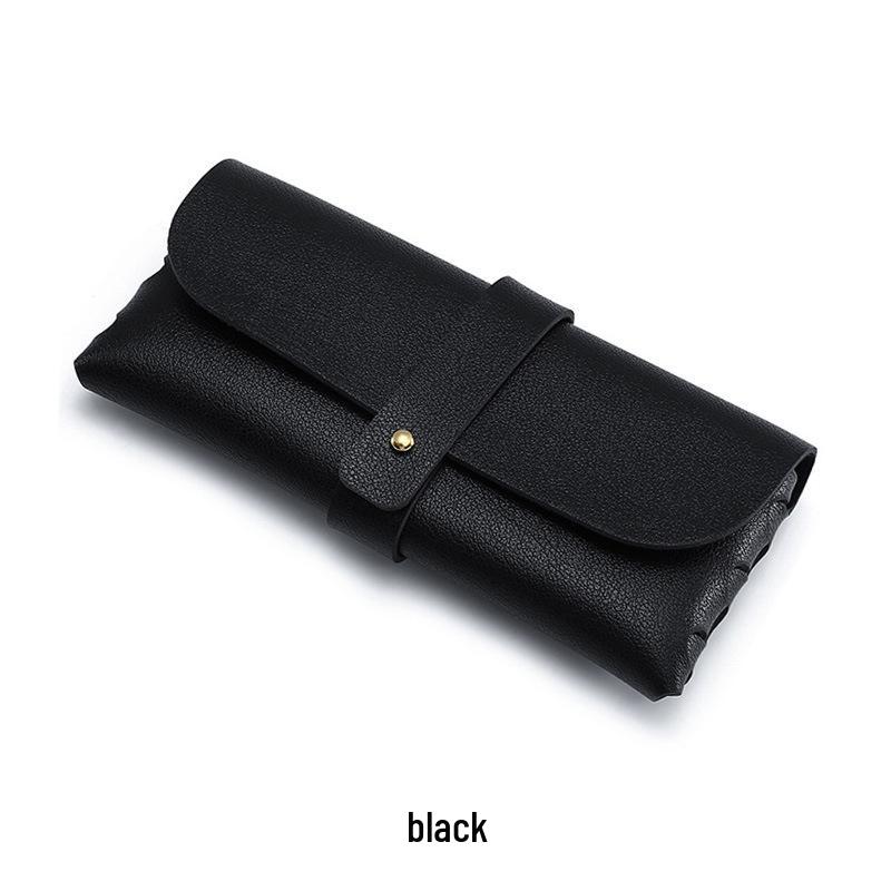 Stylish PU Leather Sunglasses Storage Box - Portable, Universal Glasses Case чёрный