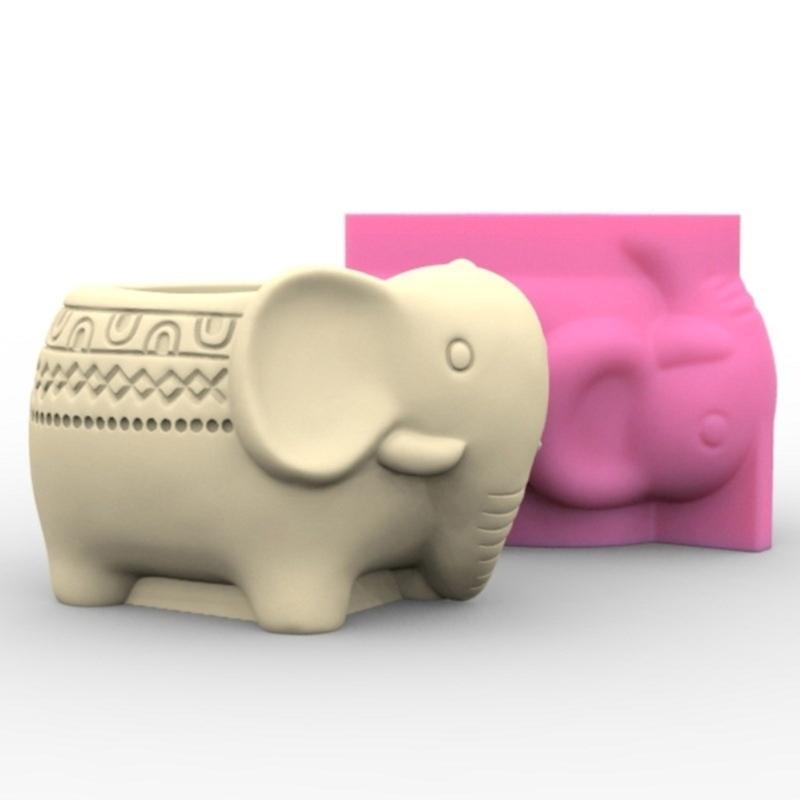 Succulent Plant Silicone Mold Elephant Shaped Flower Pots Mould Practical Concrete and Gypsum Mould for Floral Planter