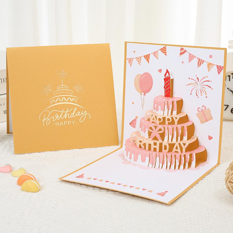 

3D висувна листівка-торт на День народження - Високоякісна паперова скульптура-привітання