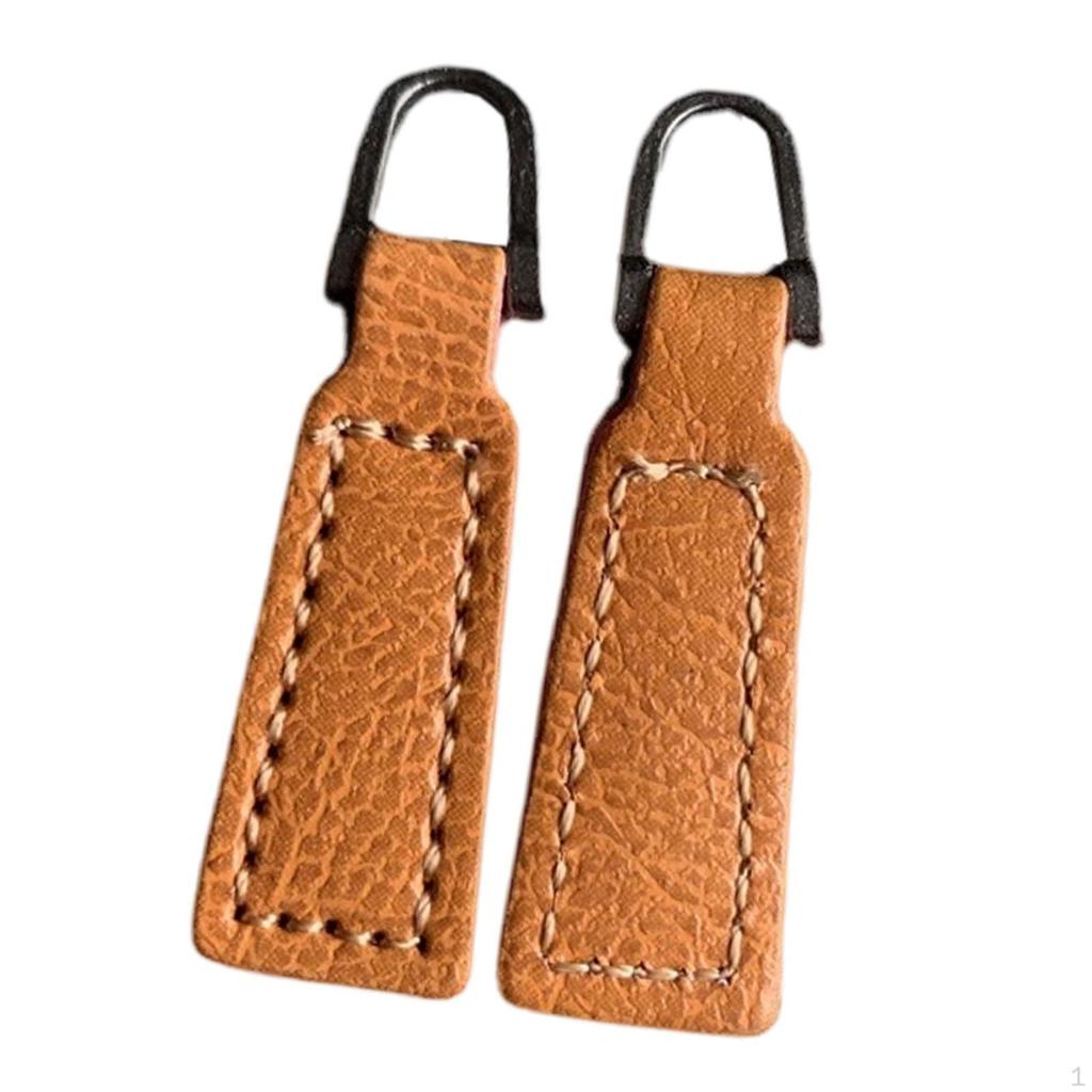 2 Pièces Tirettes de Fermeture Éclair Tirette de Fermeture Éclair Étiquettes Cuir PU Remplacement Têtes de Sangle de Tirage pour