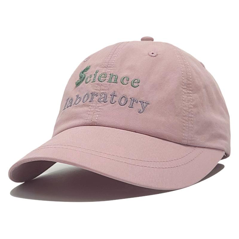 Small Baseball Hat with Wide Brim Showing Face for Women's Temples Hat Spring and Summer Sun Protection Pure Cotton Soft Top Embroidered Baseball Hat