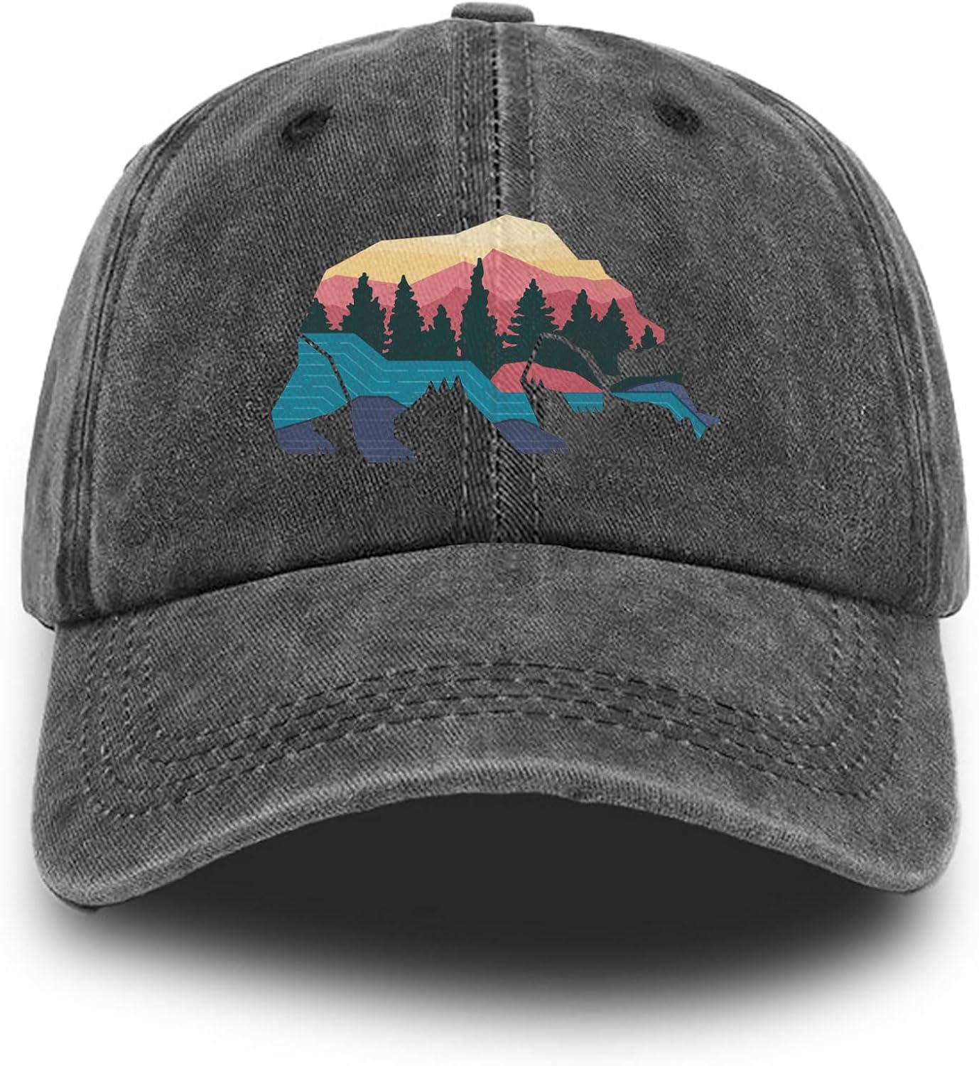 Графическая бейсболка  Закат на Медвежьей горе , винтажная стирка, хлопок, регулируемая, для активного отдыха, папина кепка One Size