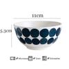 Set of 5 Bowls Ceramic Dinner Bowls 4.5inch Blue Porcelain Rice Soup Oatmeal Bowl with Gift Box Microwave Safe