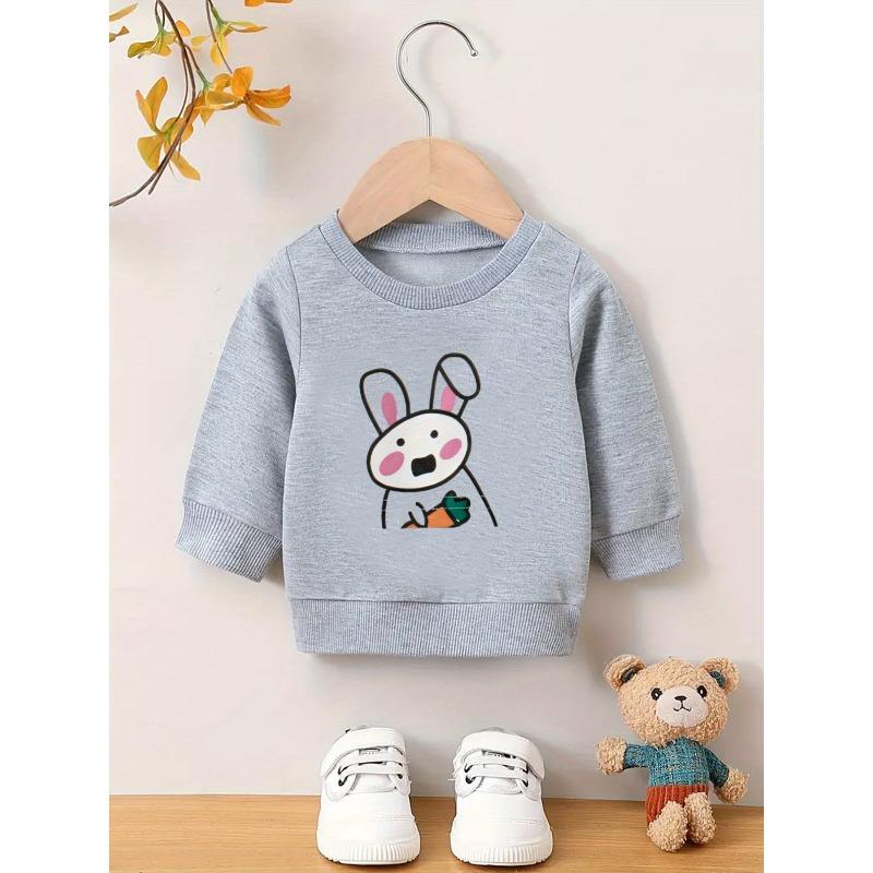 European Size A Brightly Colored Print Pattern, a Comfortable And Skin-Friendly Round-Neck Sweatshirt for Baby Girls, Perfect for Everyday Wear