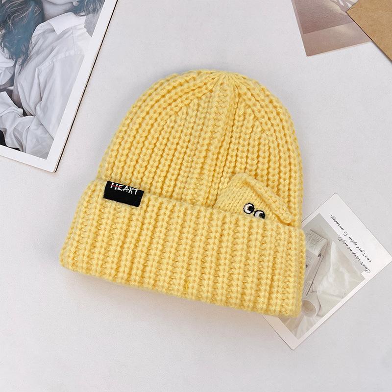 Autumn and winter warm ear protection versatile loose big head circumference knitted hat women