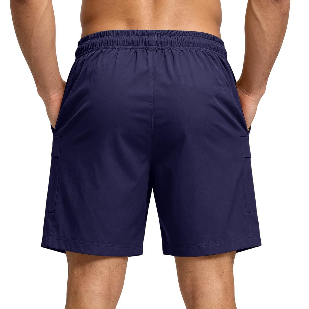 Men's Lightweight Breathable Stretch Athletic Shorts with Elastic Waistband and Multiple Pockets for Outdoor Sports Running Fitness Training