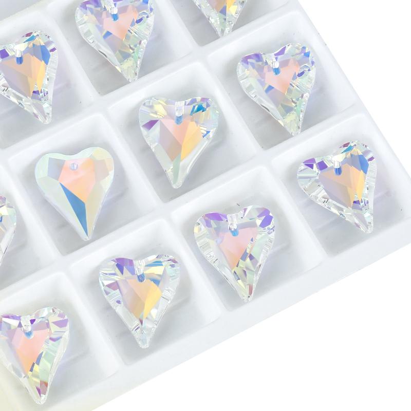 12Pcs Austria Crystal Pendant Loose Rhinestone Beads Charms Glass Jewelry Gems Stones for DIY Necklace Jewelry Making 11Styles