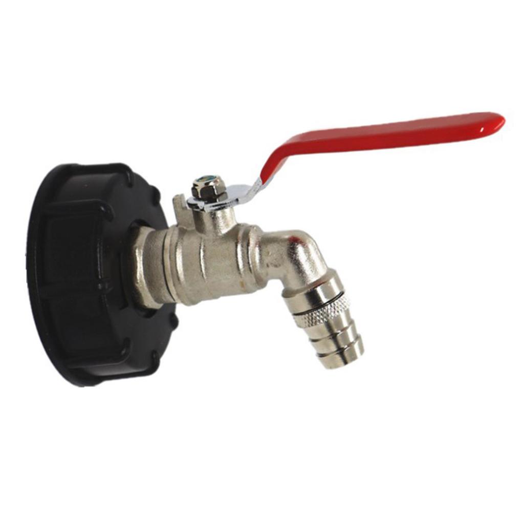 Water Tank Valve Fitting S60x6 to G34in Coarse Thread Adapter Brass Hose Faucet Red Handle