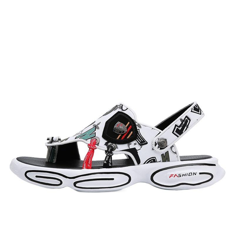 Summer new slippers men's wear trend sports driving sandals beach fashion graffiti platform sandals