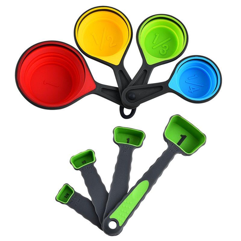 

For Travel-Friendly 8Pcs Silicone Measuring Cups& Spoons Set-Collapsible, Portable Design