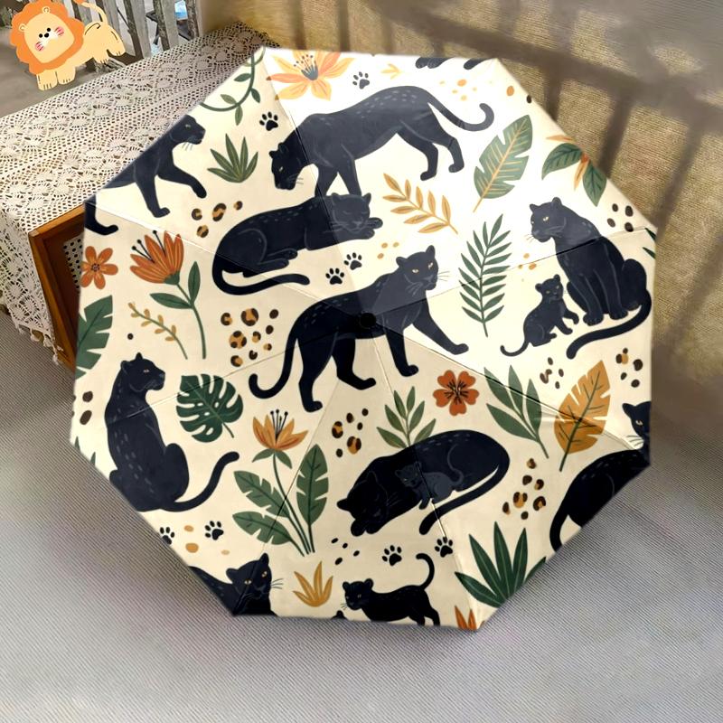 1 Pezzo Ombrello Pieghevole Automatico - Fantasia Animali Carini, Design Portatile e Pieghevole con 8 Stecche, Regali di Natale e Compleanno