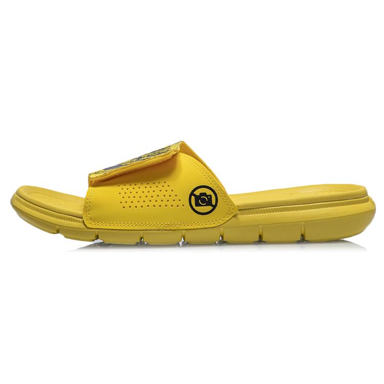 New LiNing Badfive Rubber Sole EVA Quiet Slide Slippers Men's Black Yellow ABTR007-2