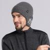 Novo chapéu unissex de inverno, moda M, gorro com letra, para homens e mulheres, chapéu de malha quente para esqui, boné esportivo com aba para orelha