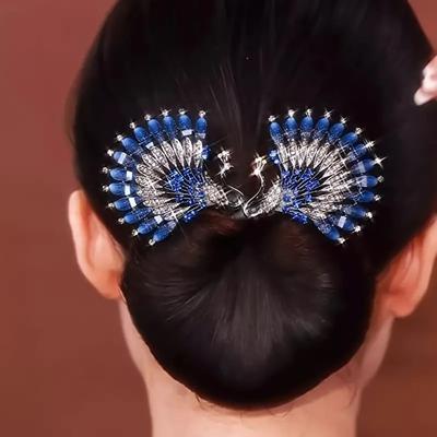 Haarspange mit Strass-Feder-Design, eleganter Lockenwickler, geschickter Dutt-Maker, langes, dickes Haar, Zubehör für Frauen