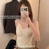 #Early autumn new pure lace V-neck thermal vest slim and thin women's one-piece with chest pad
