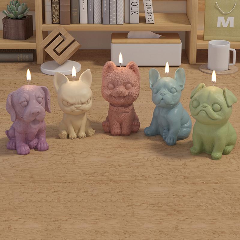 Lovely 3D Animal Candle Silicone Mold Pet Dog Diy Aromatherapy Plaster Candle Resin Mold Soap Craft Casting Mold Home Decor