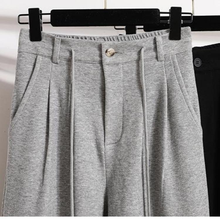 Women Plus Size Elastic Loose Cotton Casual Pants Long Solid Basic Trousers