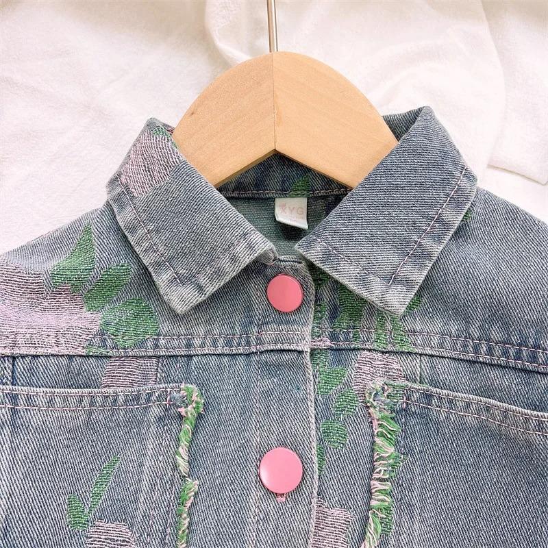 Girls Clothing Sets Spring Autumn Children's Clothing Cute Denim Jacket Cardigan Straight Leg Jeans Kids Suit