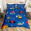 Excavator Duvet Cover Set Twin Queen Size Cartoon Truck Bedding Set Kids Teens Room Decor Construction Vehicle Comforter Cover