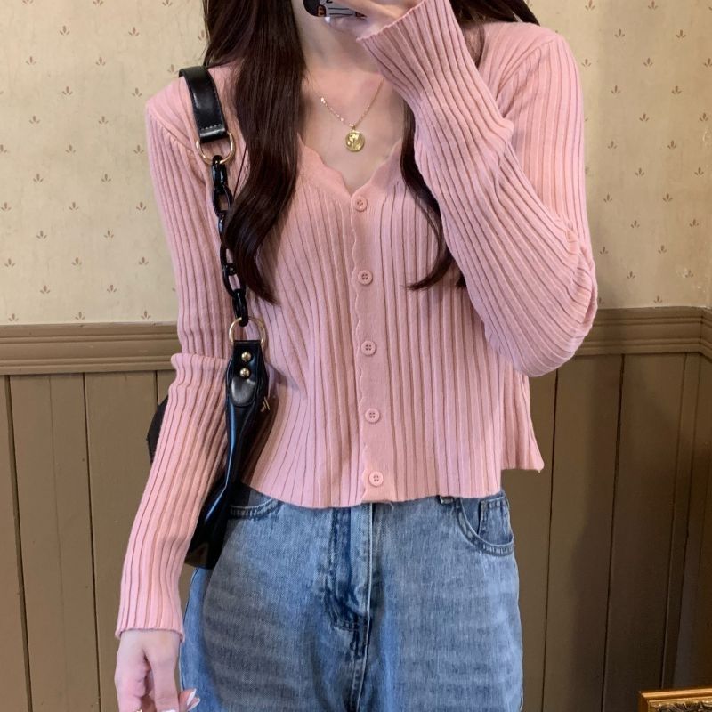 

Женский трикотажный кардиган с коротким рукавом и V-образным вырезом, маленький жакет, универсальный топ на весну-осень, приталенного силуэта XL