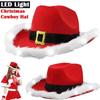 Fashion Santa Claus Party Christmas Luminous Cowboy Hat Western Red Felt Hats Wide Brim Cowgirl Hat Jazz Hat for Women Men