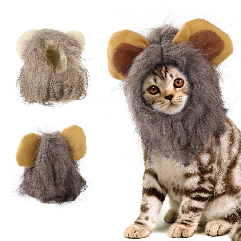 Cute Kitten Headgear Hat Soft Furry Lion Headwear Hat for Dogs/Cat Festival Gift Supplies