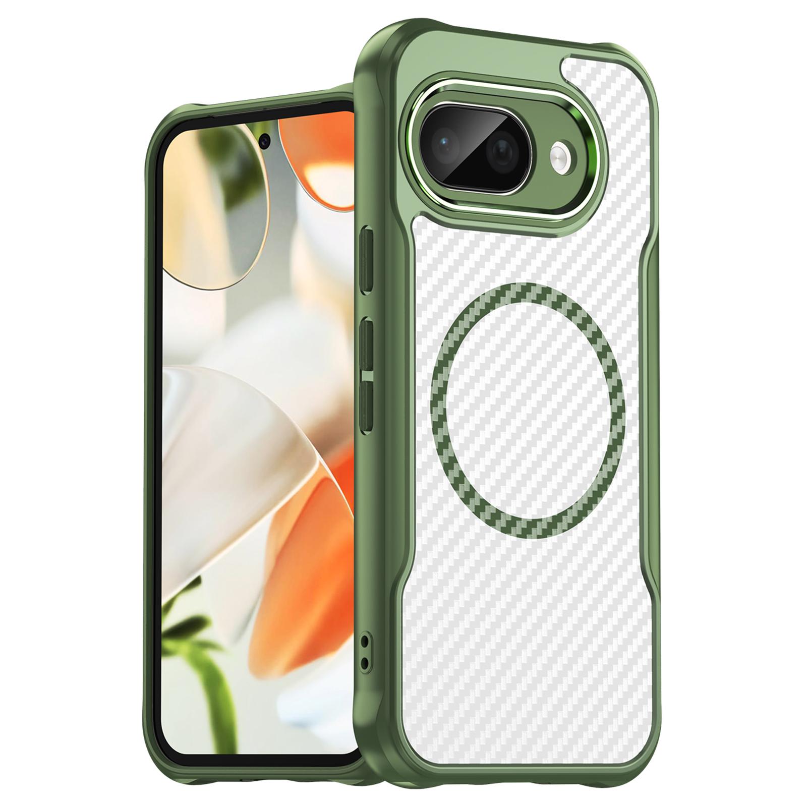 

For Google Pixel 9a Magnetic Case Hybrid Phone Cover Carbon Fiber C