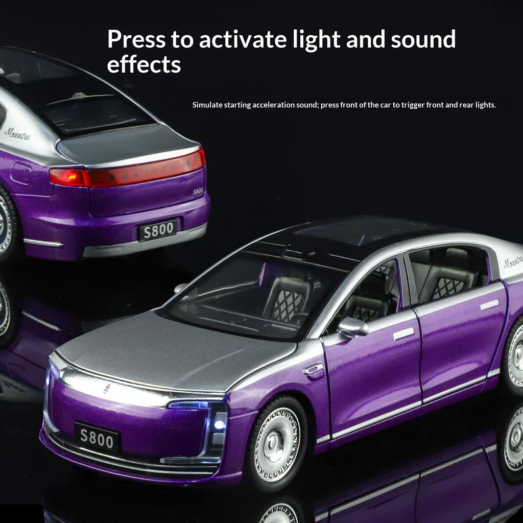 New Energy Vehicle 1/32 Scale S800 Model Toy Metal Die-casting Sound and Light Suitable for Children Over 3 Years Old Toy Car