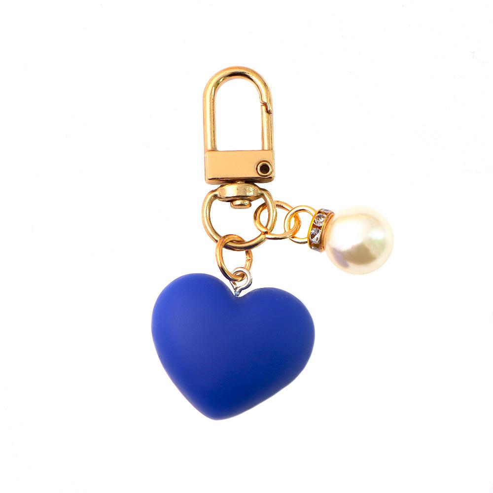 Resin Heart Keychain Black White Car Key Ring with Pearl Car Keychain Bag Ornaments for Couples Jewelry Gift Accessories