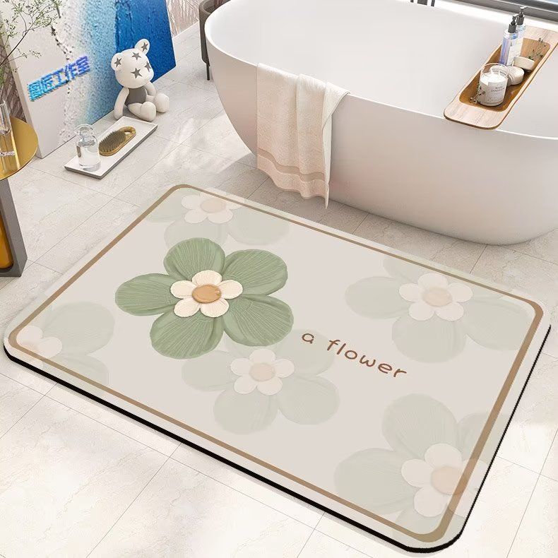Diatom Mud Absorbent Soft Floor Mat for Bathroom and Household Use, Anti Slip Bathroom Door Mat Feet