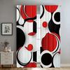 2 Pcs Black And Red Circles Print Curtains,Suitable For Bedroom,Living Room Kitchen Decoration,Home Decoration,Window Decoration