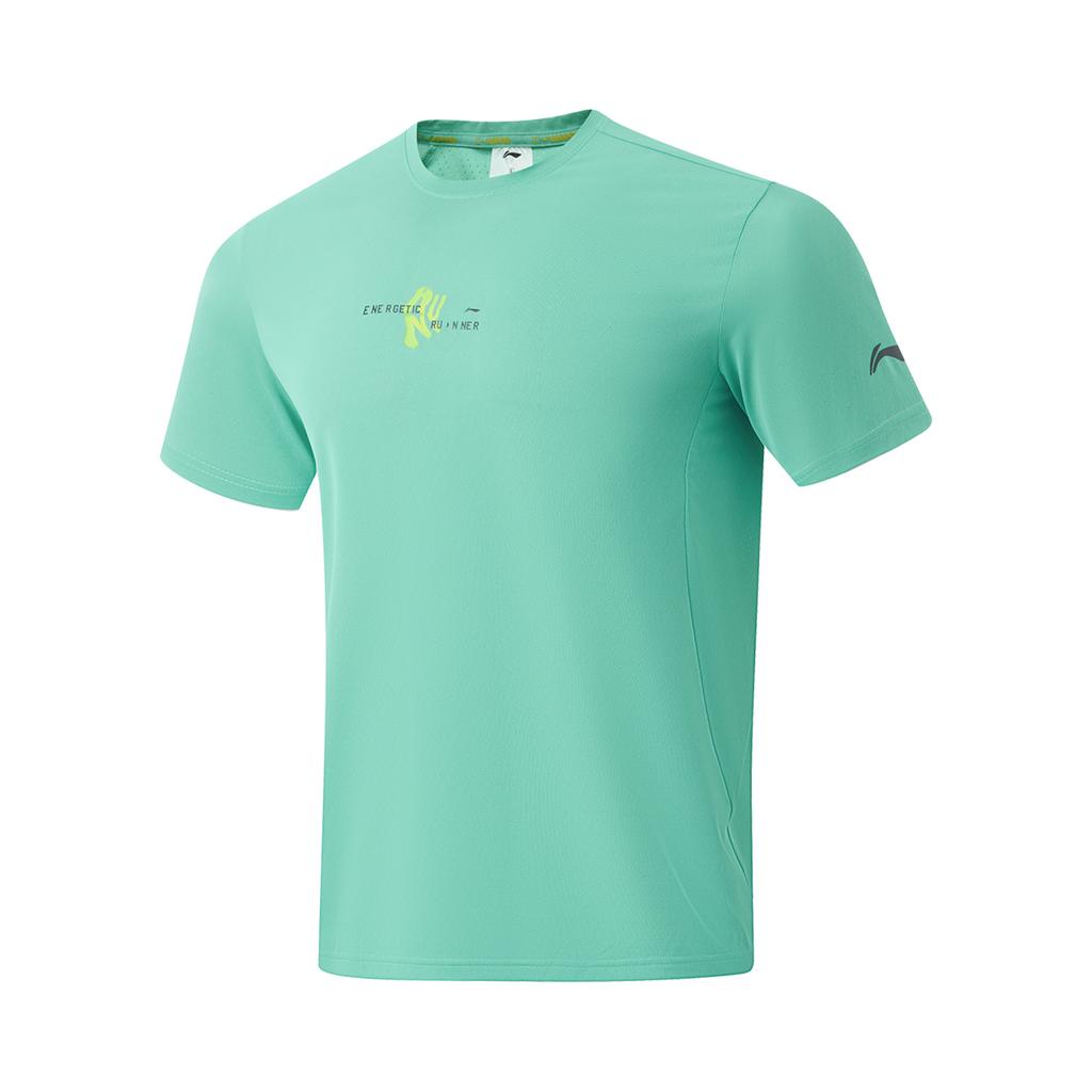 Li Ning Mens Running Series Quick-Dry Breathable Pullover Crew Neck Short Sleeve T-Shirt Men Tops Mint-Green ATSU059-2