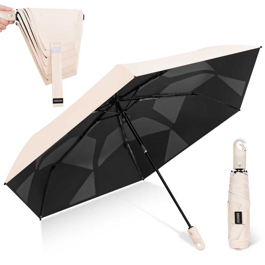 DSDCDJ Folds in 3 Sun UV Cut Light Complete Sun Heat Automatic Opening and 6 Folding UV Heatstroke Sunburn Water Suitable for Sunny and Rainy Comes