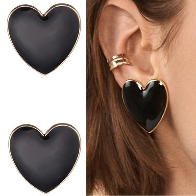 1 Pair of Fashionable and Exaggerated Epoxy Heart Earrings, Suitable for Daily Travel