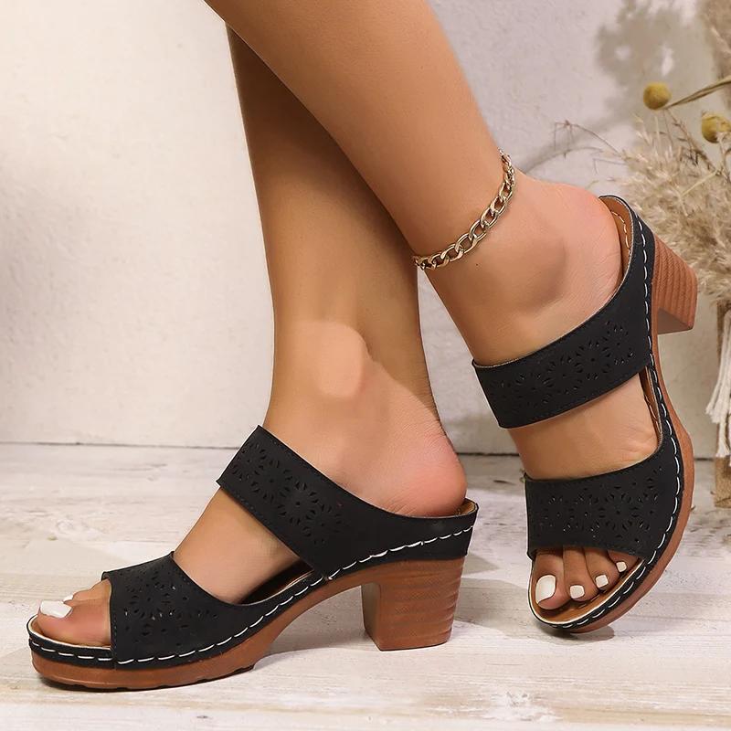 Fashion Plus Size Women's High Heels Platform Sandals Lightweight Thick Heel Summer Slippers Woman Comfort Non Slip Sandalias De Mujer