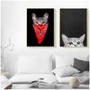 Funny Kitty Cat Black White Kids Nordic Posters And Prints Wall Art Canvas Painting Wall Pictures For Living Room Salon Decor