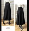 Elegant Women Faux Woolen Skirts For Office Ladies Pockets Casual Loose A-Line High Waist Midi Skirt Autumn Winter