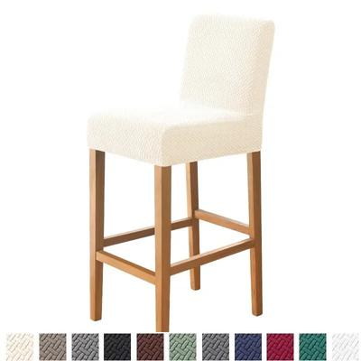 Jacquard-Barstuhlbezug, kurze Rückenlehne, Sitzbezüge für Barhocker, Schonbezüge für Hotelbankette, Esszimmer, kleine Stuhlhülle, einfarbig