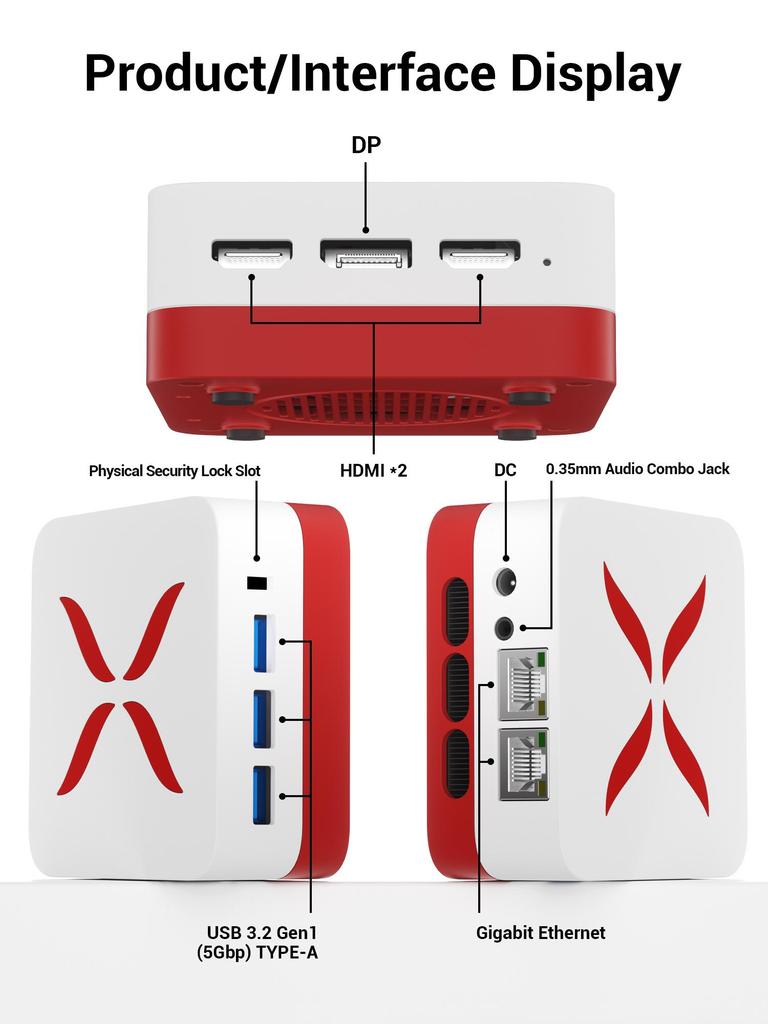 FIREBAT T3 Mini PC Intel N150 CPU Windows 11 12GB DDR5 RAM 512GB SSD Wi-Fi 5 Bluetooth 4.2 HDMI DP USB Desktop Computer