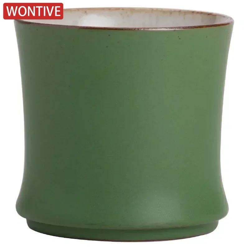 Bambusgelenk Teetasse Steinzeug Grüne Glasur Meistertasse Aufstieg Schritt für Schritt Keramik Kreativität Tasse