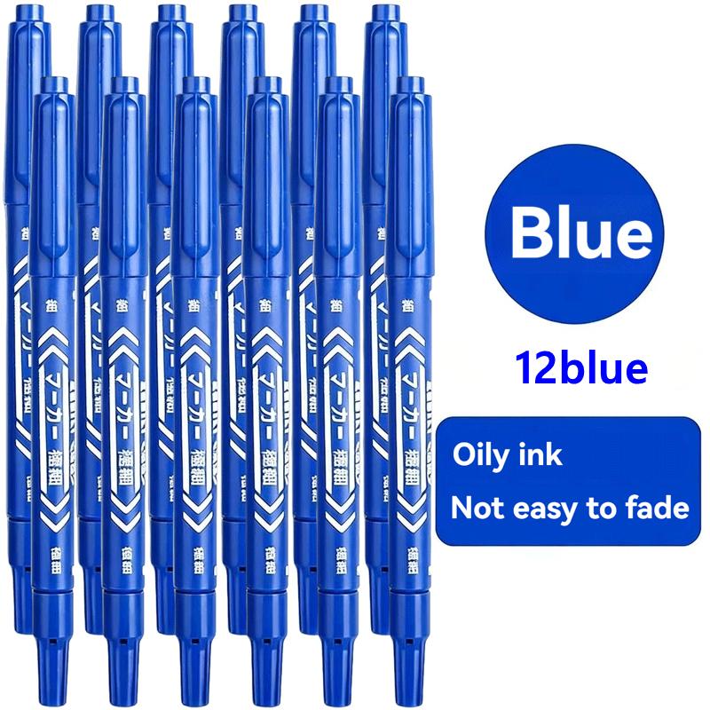 

10-100Pcs/Set Double Tip Permanent Paint Marker Pen Black for Tyre Oily Markers Quick Drying Signature Pen Stationery Supplies