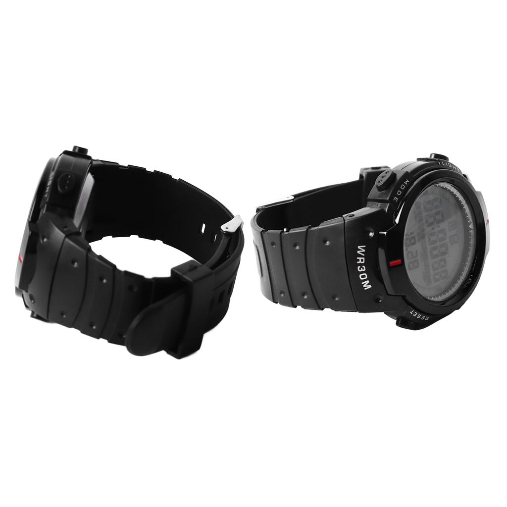 Men Electronic Watch Waterproof Large Screen Night Light Sports Watch for Outdoor Black