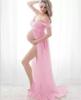 Elegant Lace & Chiffon Elastic Maternity Gown for Photoshoots