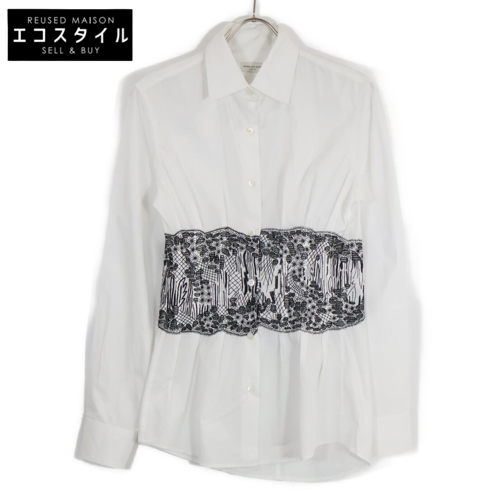 

DRIES VAN NOTEN [Domestic regular] 22-158-10-091635 Embroidered long sleeve shirt/ tops 34 White / blackUsed